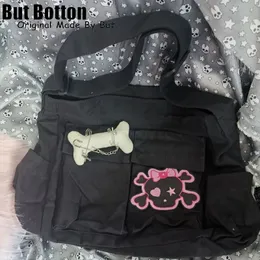 Bolsa de ombro de lona de grande capacidade, homens e mulheres, lazer geral, literatura, trabalho de rua, roupas, meninas, punk 240306