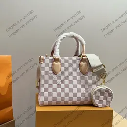 24SS Women Luxury Designer Checkerboard Contraving Totes Facs Handbag Crossbody Ladies Handies With Pochette Pochette 25cm الأصلية