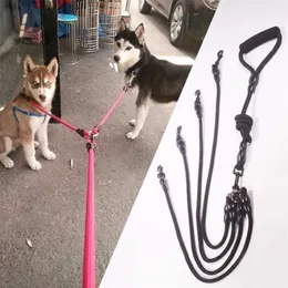 Nylon Double Leashes Detachable Pet Lead Climbing Foam Cotton Handle 1 Leash for 2 or 3 or 4 Dogs Small Dog Retraction Rope 201126203k