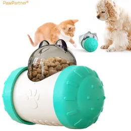 Toys PawPartner Pet Treat Dispenser For Dogs Cats Food Interactive Tumbler Slow Feeder Funny Toy For Pets Training Dog Supplies