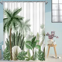 Curtains Tropical Plant Leaf Shower Curtains for Bathroom Green Palm Tree Plant Summer Home Hotel Bathroom Bathtub Decor Bathroom Curtain