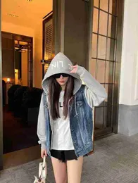 Мужские куртки Высокая версия CL семейная мужская и женская парная стильная потертая искусственная двухсекционная повседневная корейская модная джинсовая куртка с капюшоном 03Q2