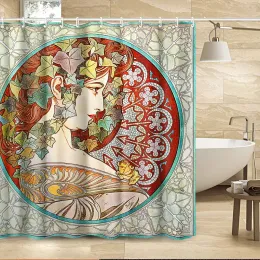 Curtains William Morris Shower Curtain,Green Set for Bathroom Heavy Weight Fabric Decorative Bath Washable