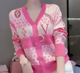 Mulheres desinger roupas camisola jaqueta feminina vneck pattem malha carta de malha manga comprida cardigan moda casual malhas luxo