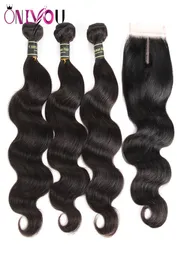 Whole Peruvian Virgin Body Wave Hair Weaves Closure with 3 Bundles Wet and Wavy Body Weave Hair Extenisons Peruvian Human Hair3385556