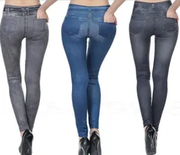 İnce Jeggings Kadın Taytlar Gerçek Cepler ile 2016 Yeni sahte kot pantolon bayanlar moda legging spor pantolon pantolon xxl2078431