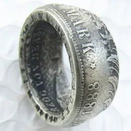 Кольцо с серебряной монетой Германии 5 МАРОК 1888 года, посеребренное, ручная работа, размеры 8-16253R