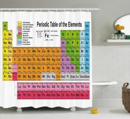 Zasłony okresowy stół zasłony prysznicowa nauka nauk maniaków modułów modułów chemii kolorowy stół do zabawy na uczeniu się zasłony dekoracyjne