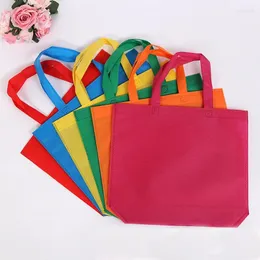 Sacos de compras 32/26cm 50 pcs saco dobrável de alta qualidade mulheres tecido reutilizável não tecido bolsa almoço eco mercearia