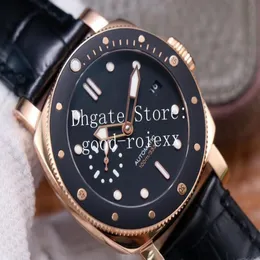 Watches Men's Watch Men Movement Automatic Cal Op XXXIV Rose Gold 974 Sport Submersible Diver 100m vs 42mm Leather Strap VSF 289O