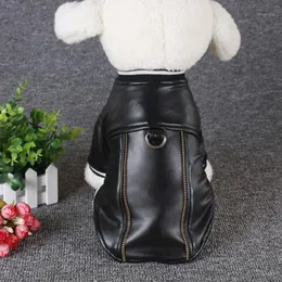 Pu Pet Cashmere Warm Leather Coat Jacket Cloth Condities Cogs Puppy Fashion Costume with Traction Rope Buckle1295S