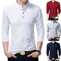 ZOGAA Men's Cotton Stand Collar Long Sleeve Casual Polo Shirt Spring Autumn Slim Fit Bottoming Shirt 240313