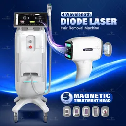 Professionell 4 våglängd Diode Laser Hårborttagning Armhålor Maskin Vertikal smärtfri depileringsenhet Epilator Android System TEC Ice Cooling System