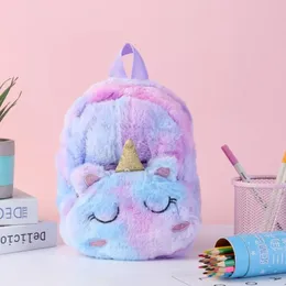 Soft Plush School Mochila Unicorn Plecak Śliczne dziecięce zabawki torba 3D Cartoon Animal School Bag Uczeń dzieci plecaki ramię 2908