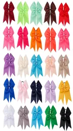 25 PCSLOT 7quot Solid Cheer Bows Colorful Elastic Hair Bands Grosgrain Ponytail Hair Bows For Kids Girls Hair Accessories Y20073235538