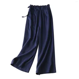 Pantaloni da donna Moda donna Tinta unita Cotone Lino Elastico Long Beach Tempo libero Donna Atletica Premessa Studio