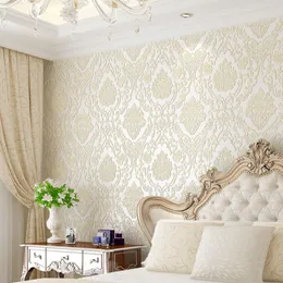 Modern Damask Wallpaper Wall Paper Embossed Textured 3D Wall Covering For Bedroom Living Room Home Decor285z