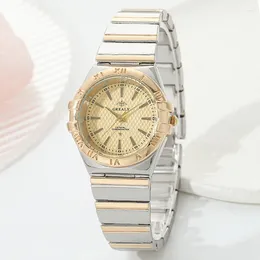 Нарученные часы женщины смотрят простые Quartz Watch Fashion Leisure Boutique Alloy Steel Strip Press Relogio fominino