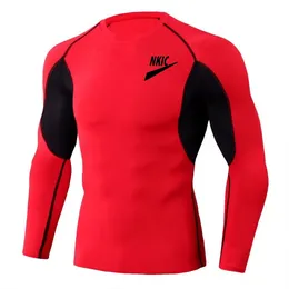 Novo esporte masculino correndo t camisa de mangas compridas ao ar livre secagem rápida fitness compressão baselayer corpo sob camisa apertada esportes ginásio wear