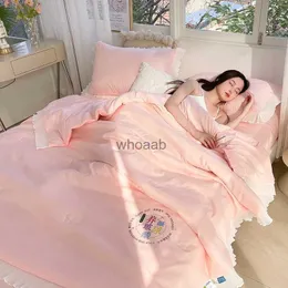 Comforters Set New Ice Silk Soybean Summer Filt Four-Piece Set Summer Single AutomAble Cover Summer Double Thin Däcke YQ240313