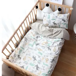 Berçário do bebê conjunto de cama 3 pçs algodão dos desenhos animados roupa cama menino menina berço kit fronha colcha folha crianças tamanho personalizado 240307