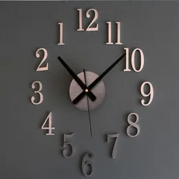 Relógio invertido de volta metálico verdadeiro 3d estéreo diy relógio de parede criativo moda relógios sino reversão261q