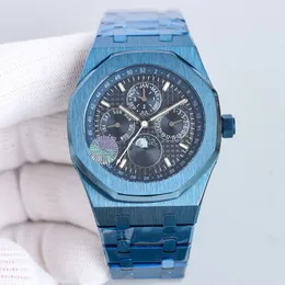 ساعة Moonwatch Mens Designer الساعات 41 ملم الياقوت مرآة السطح التلقائي تاريخ الحركة الميكانيكية الشهر عرض ساعة معصم مونتر مونتر دي لوكس