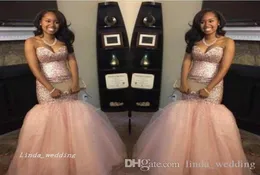 2019 Peach Blingbling Sequins South African Black Girl Prom Dress New Arrival Sweetheart Backless Mermaid Party Gown Custom Make P2980391
