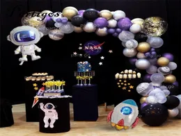 98pcslot Outer Space Party Astronaut Balloon Rocket Foil Balloon Arch Garland Theme Party Boy Kids Birthday Decor Helium Global T1783658