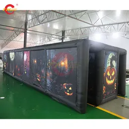 Gratis fartyg utomhusaktiviteter 9mlx4mwx2mh (30x13.2x6.5ft) Anpassade tryckta uppblåsningsbara Haunted House Maze Tag Arena Sport Game för Halloween