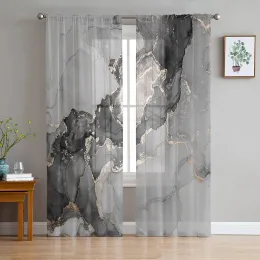Shutters Luxury Tulle Curtains Marble Phnom Penh Ink Living Room Kitchen Chiffon Curtain Youth Bedroom Sheer Floor Valance Curtain