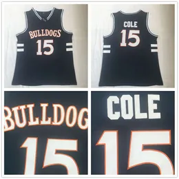 مخيطات NCAA كرة السلة Jerseys College #15 Jermaine Cole Bulldogs High School Navy Blue Jersey J.Cole Shirts S-XXL