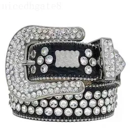 Czarne pasy dla mężczyzn Pasek Pasek BB Zwykłe wielokolorowe szerokie rhinestone Ceinture Homme Metal Burekle Business Kombinezon dżinsy