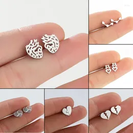 Stud Earrings Shuangshuo 2024 Fashion Stainless Steel For Women Men Simple Romantic Heart Organ Shape Earring Wedding Gift