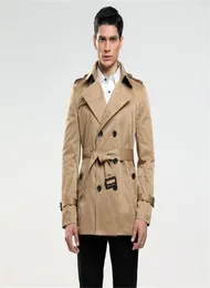 Men039s Trench płaszcze lapelowe moda męska ubrania chaquetas hombre khaki szczupły dopasowanie długiego rękawa projektant wiosenny jesień 2238219