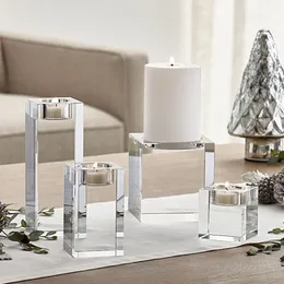 Valentine 's Tealight Candlestick 7 Crystal Day Table Size Holders Candle Small Centerpiece Light Home Bar D290C를위한 저녁 식사