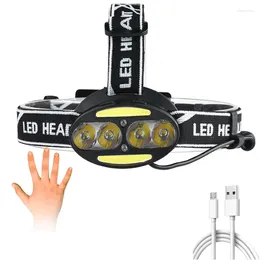 المصابيح الأمامية 4pcs XM-l T6 لمصابيح مستشعر LED LED LED مصباح مصباح يدوي شعلة Torch Torch Lanterna Camping Cycling Heaking 5000K