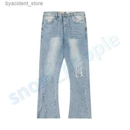 Mäns jeans herr designers blossade jeans hip hop skarvade blossade jeans nödställda rippade smala fit denim byxor mans streetwear tvättade byxor storlek s-xl l240313