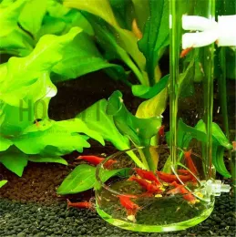 Alimentadores HONGYI 1 peça acrílico aquário abelha vermelha alimentador de camarão tubo longo tubo de alimentação de camarão de cristal + ventosa 22/27/32/37/41/45cm