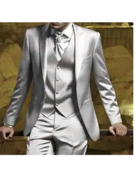 2024 Mode två knappar Business Men's Wedding Formal Party Prom Suits 3 Pieces (Jacka+Pant+Vest+Tie) Tre Novio