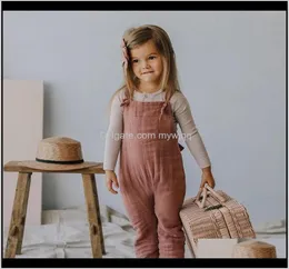 Kläder baby Maternitybrg Ins Australien Koreansk stil Baby Toddler Kids Overalls Organic Linen Cotton Born Jumpsuits Straps Bel3665046