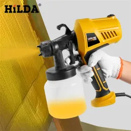 Hulpmiddelen Hilda 800ml Pulverizador de tinta elétrica 500w Pistola de pulverização removível de alta pressão para revestimento de parede Ferramentas de aerógrafo para pulverização de tinta de látex