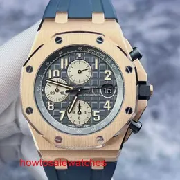 سيدات أيقونية ap wrist Watch Royal Oak Series Offshore Series 26470or رمادي Dial 18K Rose Gold Mens Watch Automatic Machinery