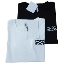 Camisetas masculinas inseras de letra bordada de camiseta de algodão puro para homens e mulheres pescoço redondo mangas curtas camiseta de casal de casal