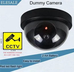 IP -kameror Creative Black Plastic Dome CCTV Dummy Camera blinkande LED Fake Camera Power via AA Battery Surveillance Security Syste7122624