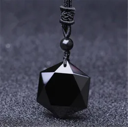 Gota preto obsidiana pingente colar obsidiana estrela pingente sorte amor jóias de cristal com corda cura reiki gift2740738