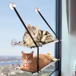 Mats kattfönster abborre, dubbel stack katt hängmatta fönsterstol, rymdbesparande kattbädd med uppgradering stark sugkopp