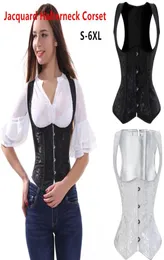 نساء جاكار هالترنك السفلي مشد مشد الفولاذ الحلزوني الصلب المشكل الجسد الخصر cincher تنحيف corselet بالإضافة إلى الحجم S6XL BLA1424885