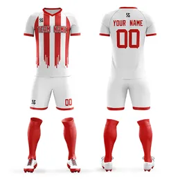 Män/barn Custom Soccer Jersey Set Personlig vertikal ränder tryck Team Player Name Number Outdoor Game Sport Shirt 240305