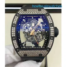 Exciting Wrist Watch Exclusive Wristwatches RM Watch RM055 Series RM055 NTPT Carbon Fiber Diamond Inlaid Fashion Leisure Sports Machinery Wristwatch